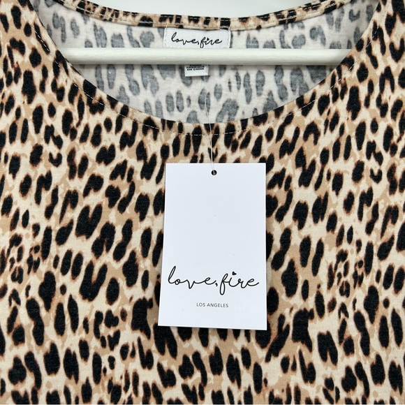 NWT Love, Fire Tiered Tank in Leopard Print Jersey Brown Medium - Picture 3 of 3
